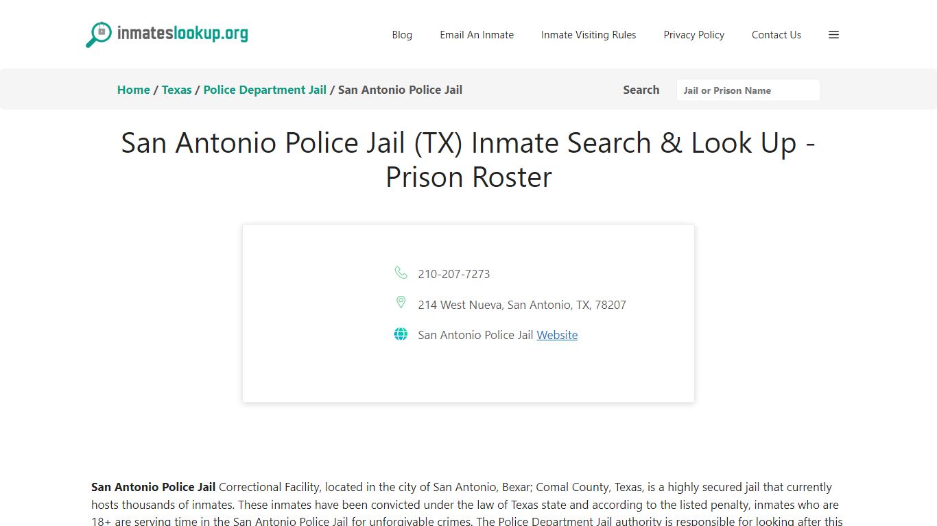 San Antonio Police Jail (TX) Inmate Search & Look Up - Prison Roster